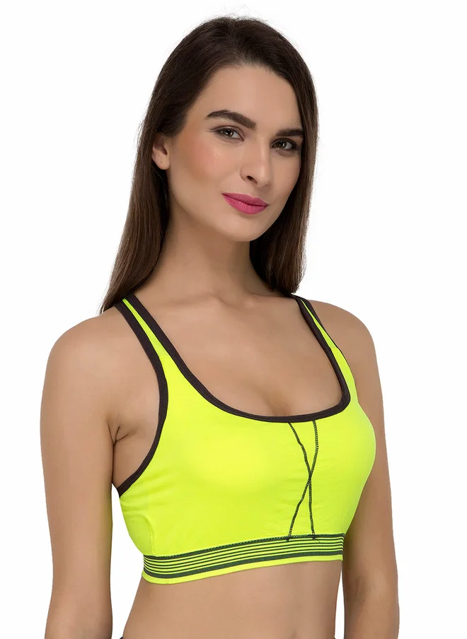 Laceandme Laceandme Women Yellow Solid Non-Wired Lightly Padded Sports Bra 4369